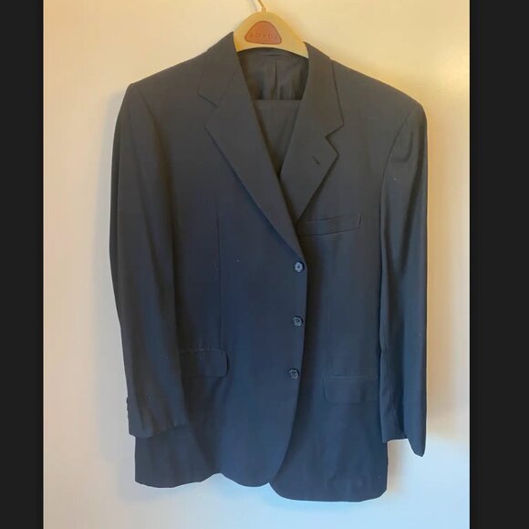 Custom Men's Suit, Brioni, Solid Black - Picture 1 of 3